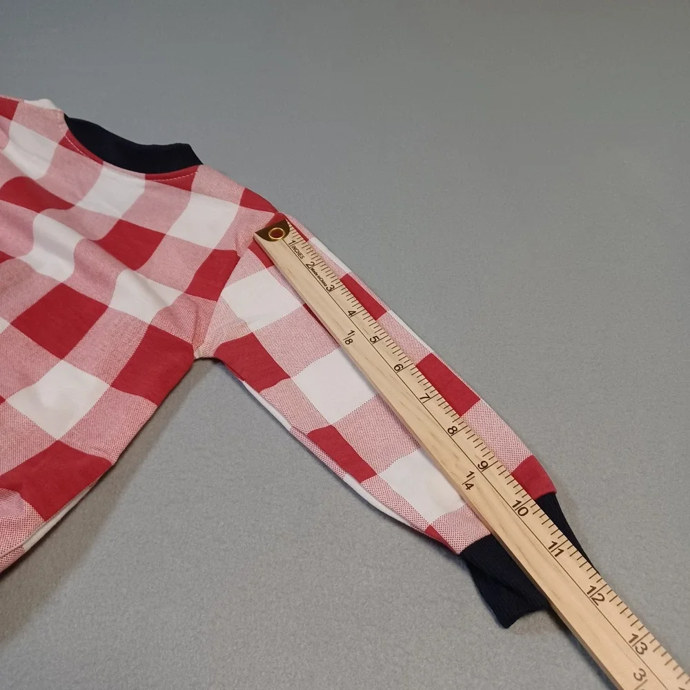 RZHTZ Kids Red Buffalo Plaid Smiley Face Bomber Jacket and Navy Pants Set Size S